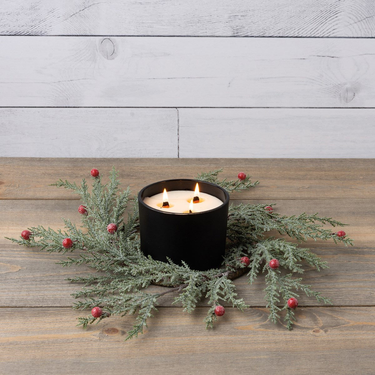Sparkling Pine Berries Candle Ring/ Wreath