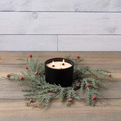 Sparkling Pine Berries Candle Ring/ Wreath