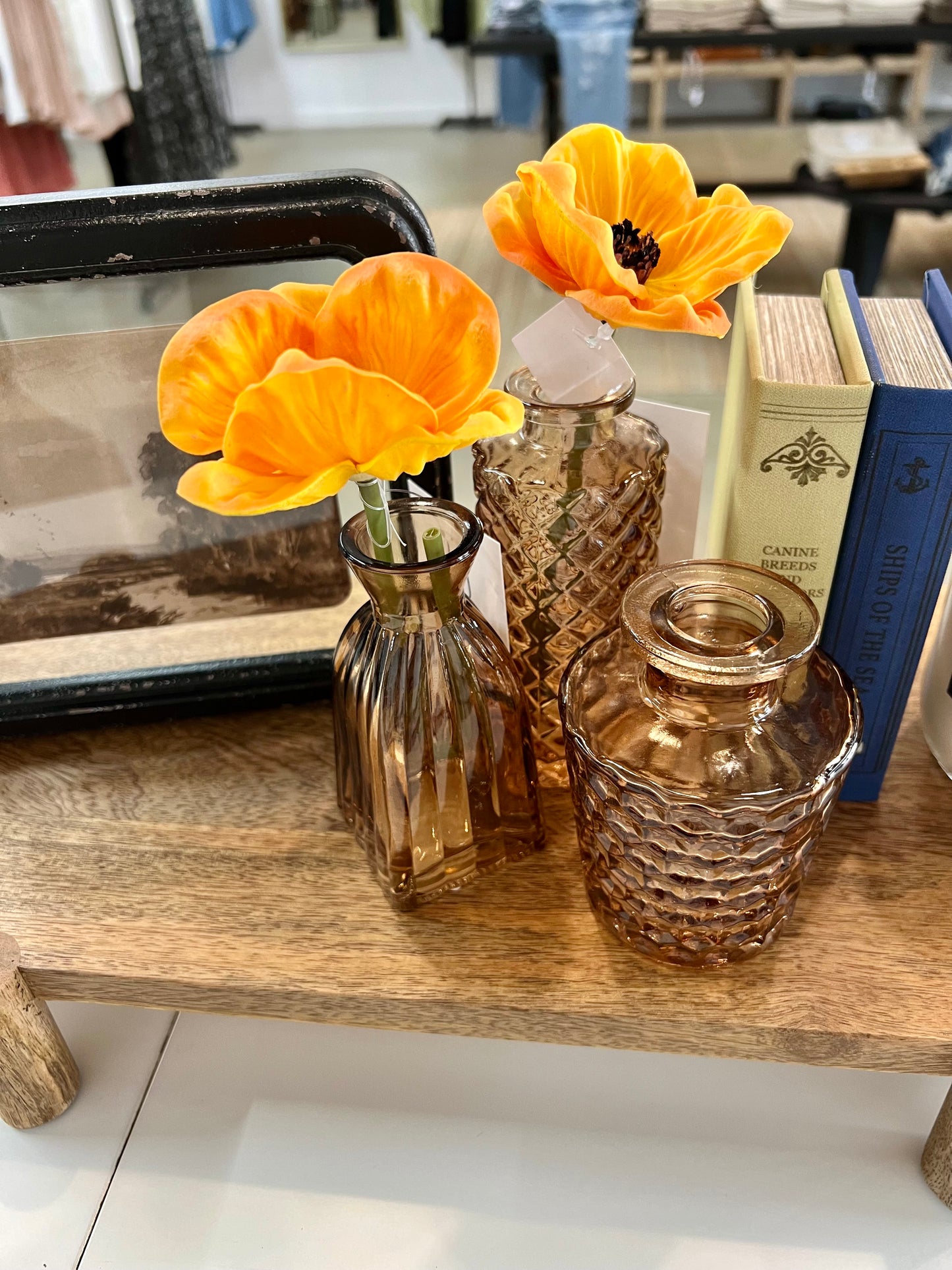 Amber Glass Vintage Inspired Bud Vase