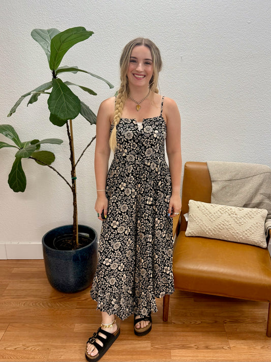 Black/Ivory Angled Hem Jumpsuit