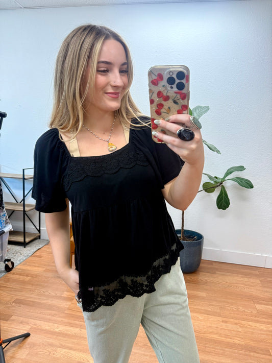 Black Babydoll Fashion Top