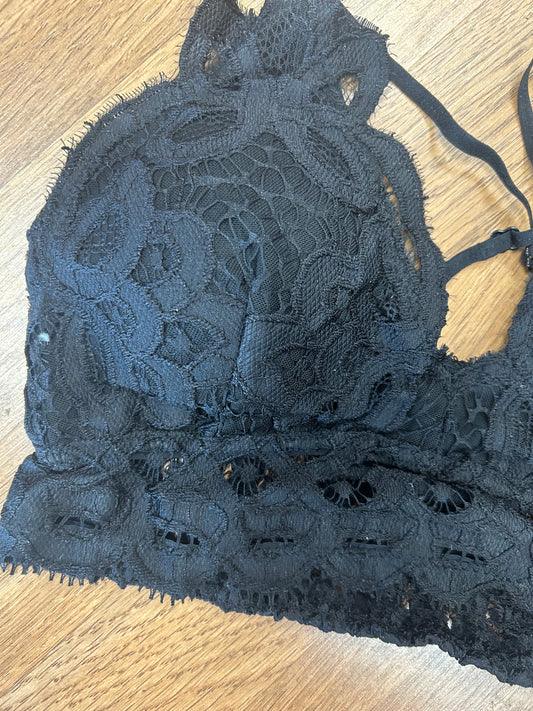 Black Crochet Longline Bralette