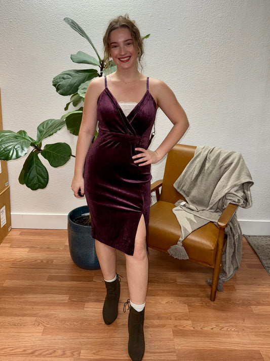 Mulberry Velvet Holiday Party Dress