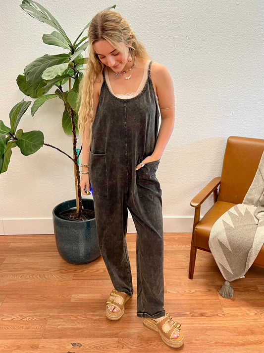 Washed Relaxed Pocket Jumpsuit