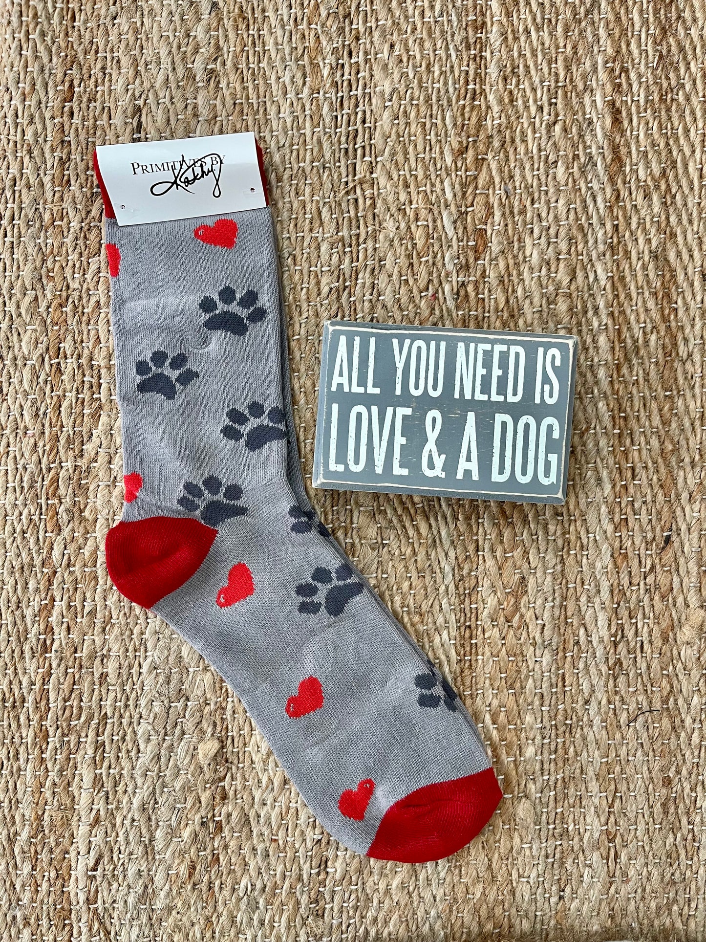 Love and Dogs Sign and Sock Set