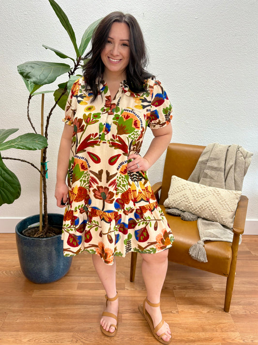 Brown Peter Pan Collar Mini Dress