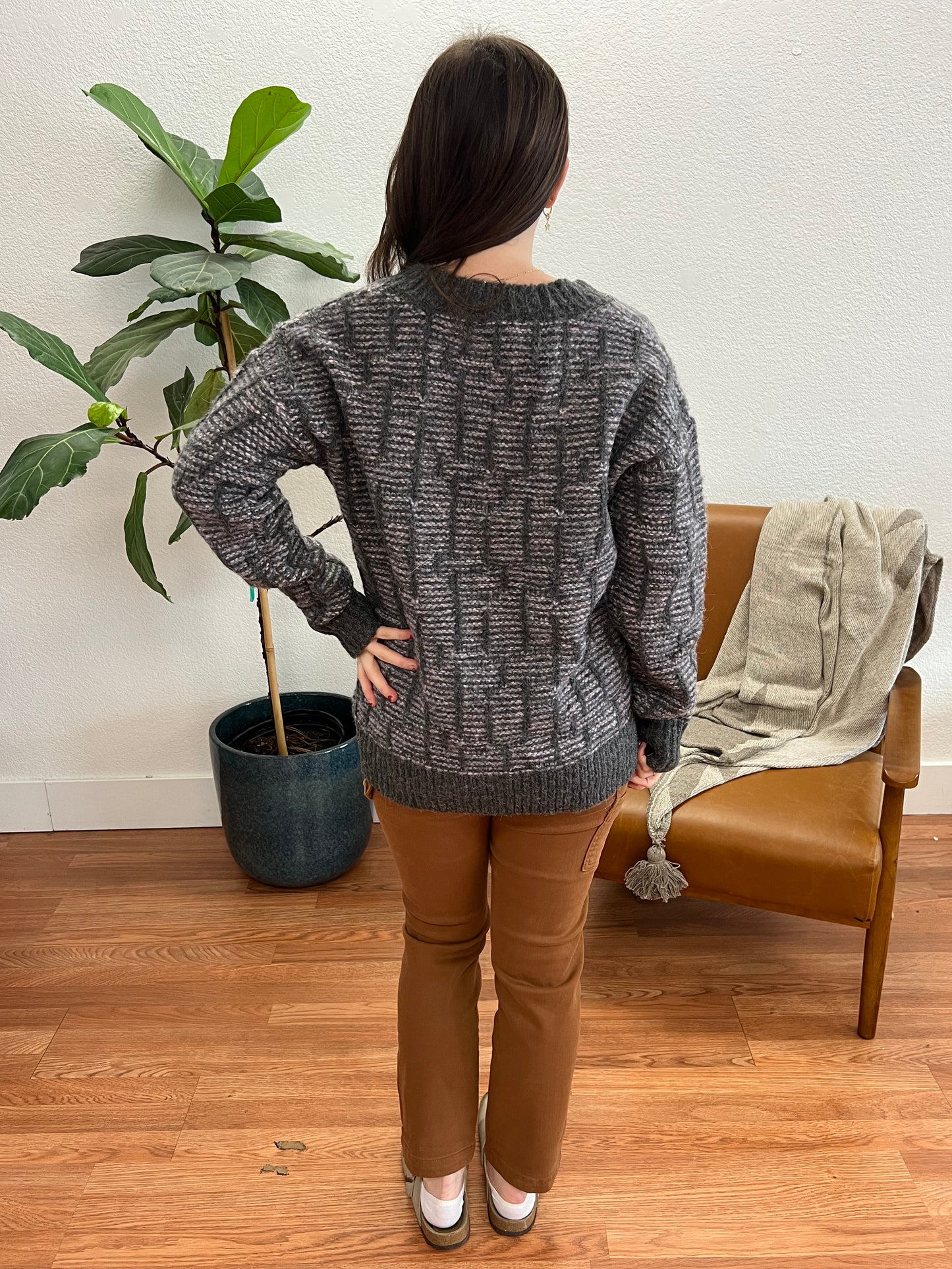 Charcoal Broken Line Sweater