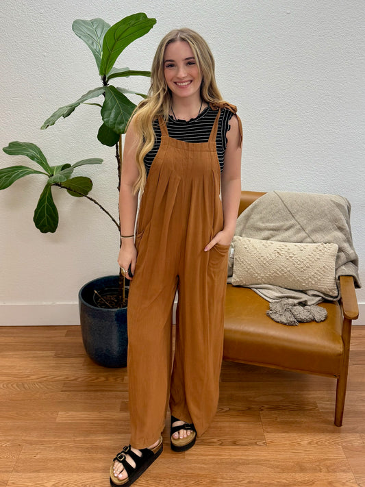 Brown Self Tie Jumpsuit