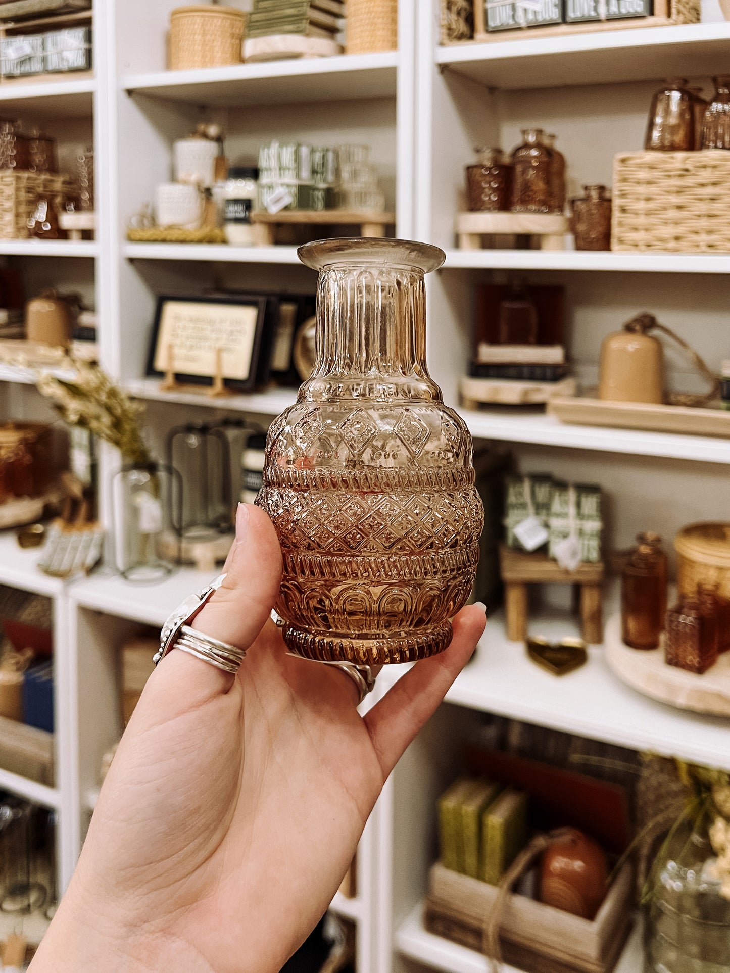 Amber Glass Vintage Inspired Bud Vase