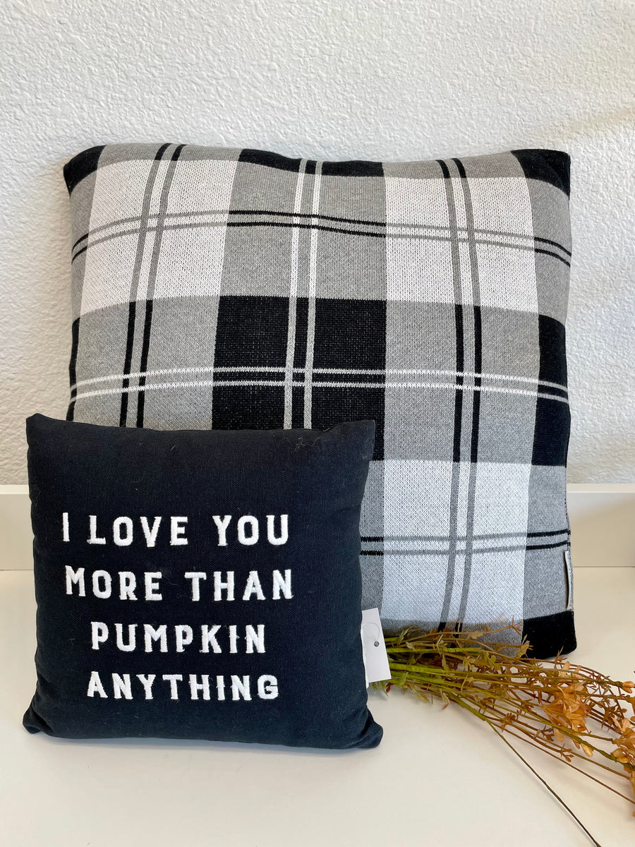 Large Black & White Plaid Pillow Terra Cottage