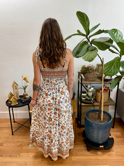 Ivory Floral Smocked Dress