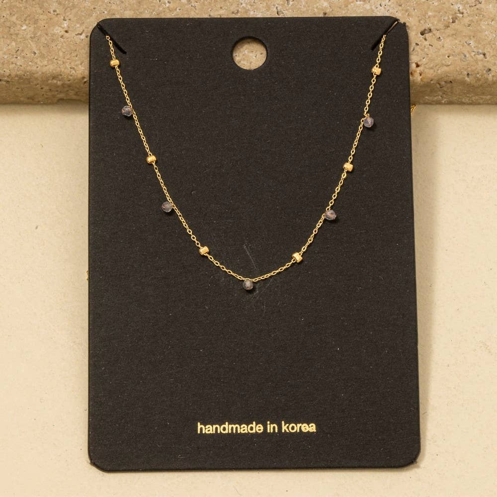 Blush Dainty Mix Bead Charm Necklace - Terra Cottage