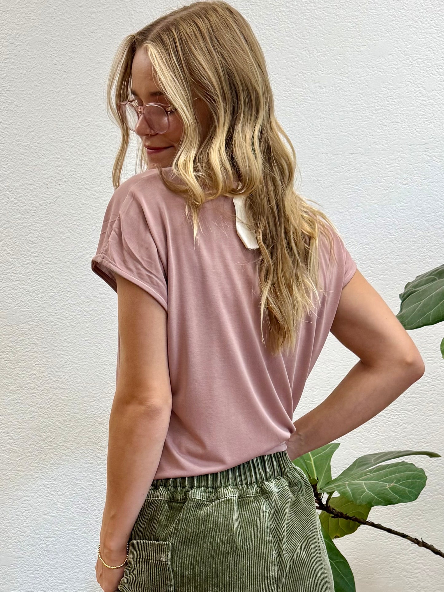 Rose Cupro Modal V-Neck top