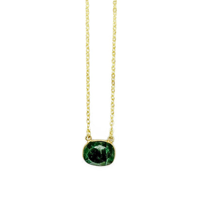 Gold Plated Necklace - Mica Green