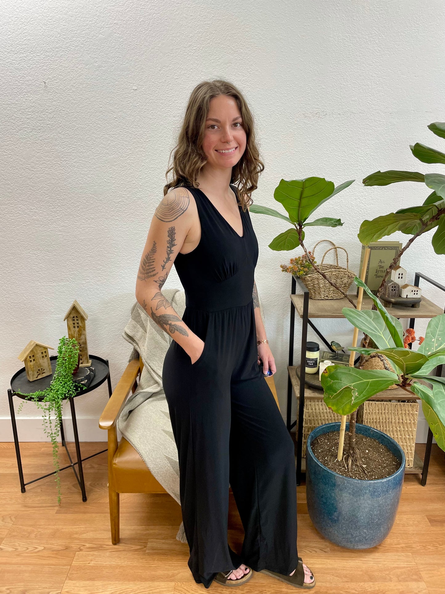 Black Wide Leg Corset Jumpsuit