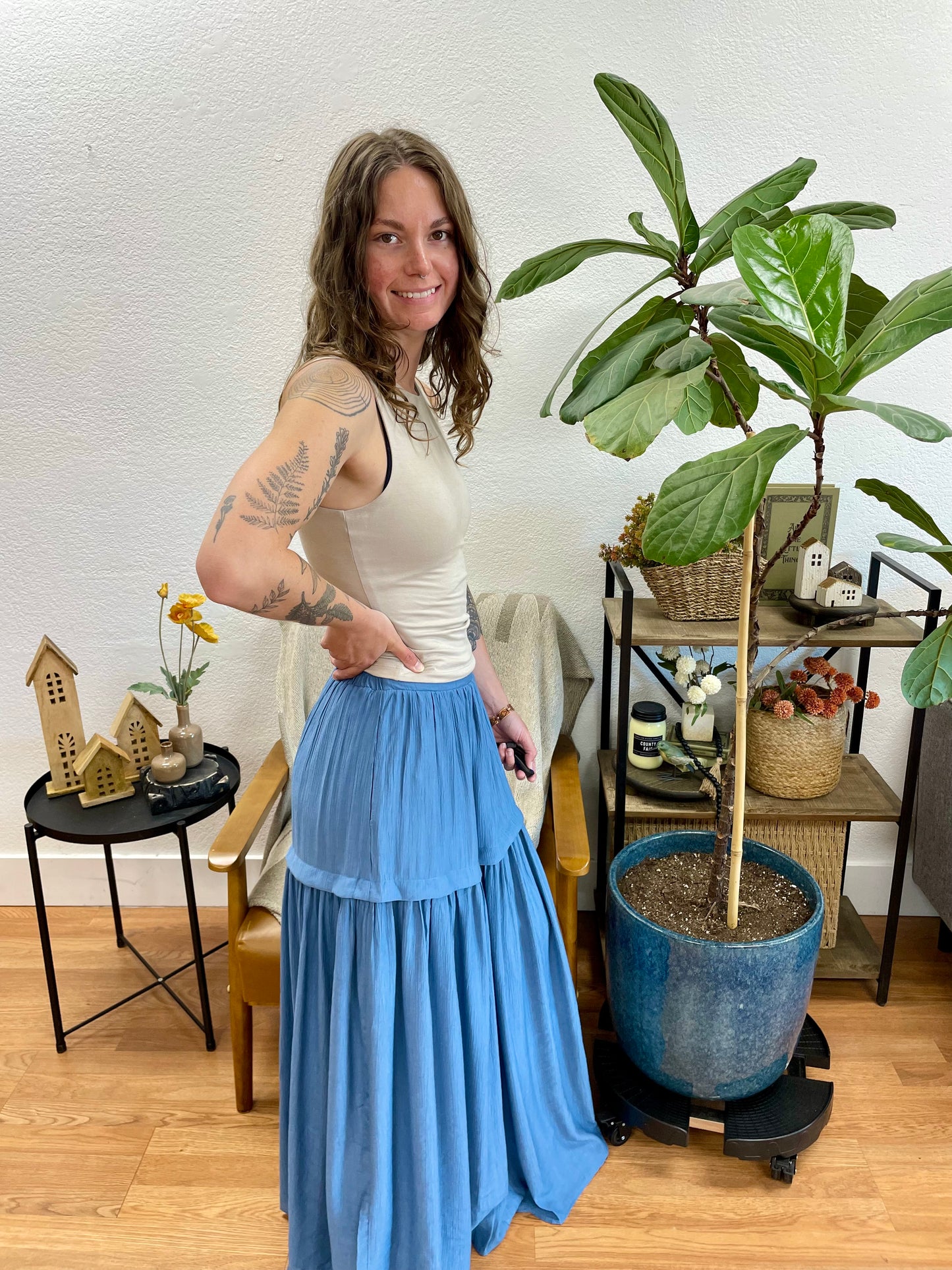 Denim Midi Skirt