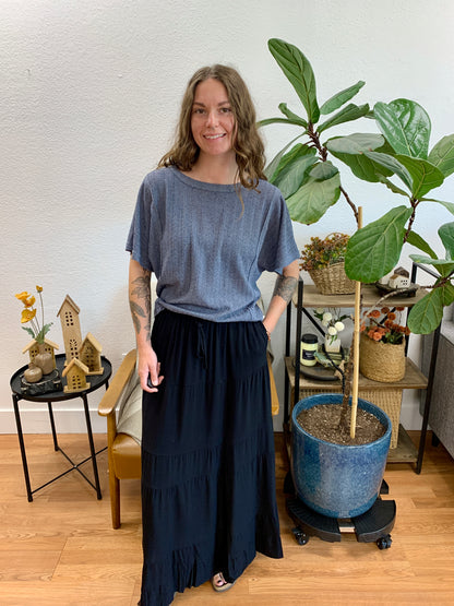 Black Linen Maxi Skirt