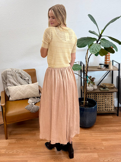 Mocha Textured Midi Skirt
