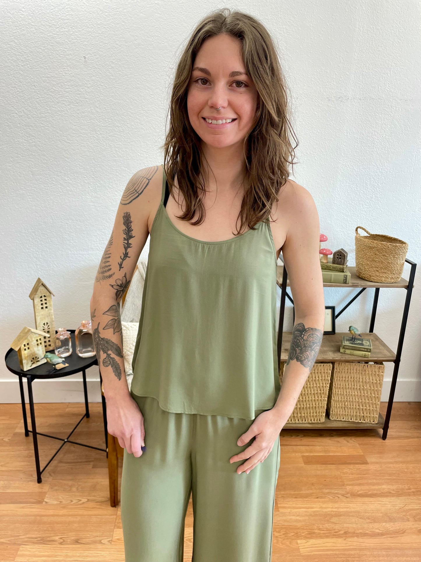 Light Olive Woven Cami