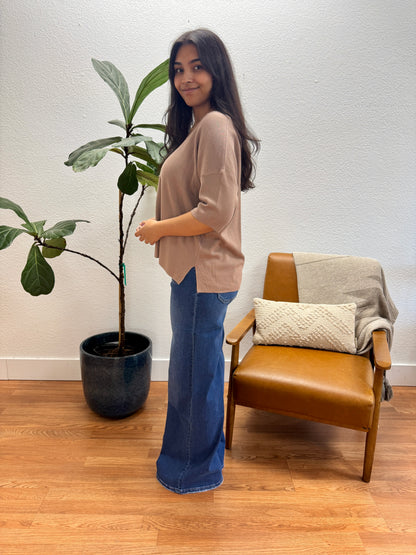 Mocha Drop Shoulder Sweater