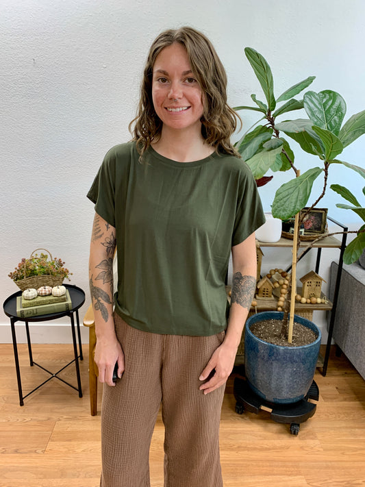 Olive Soft Dolman Tee