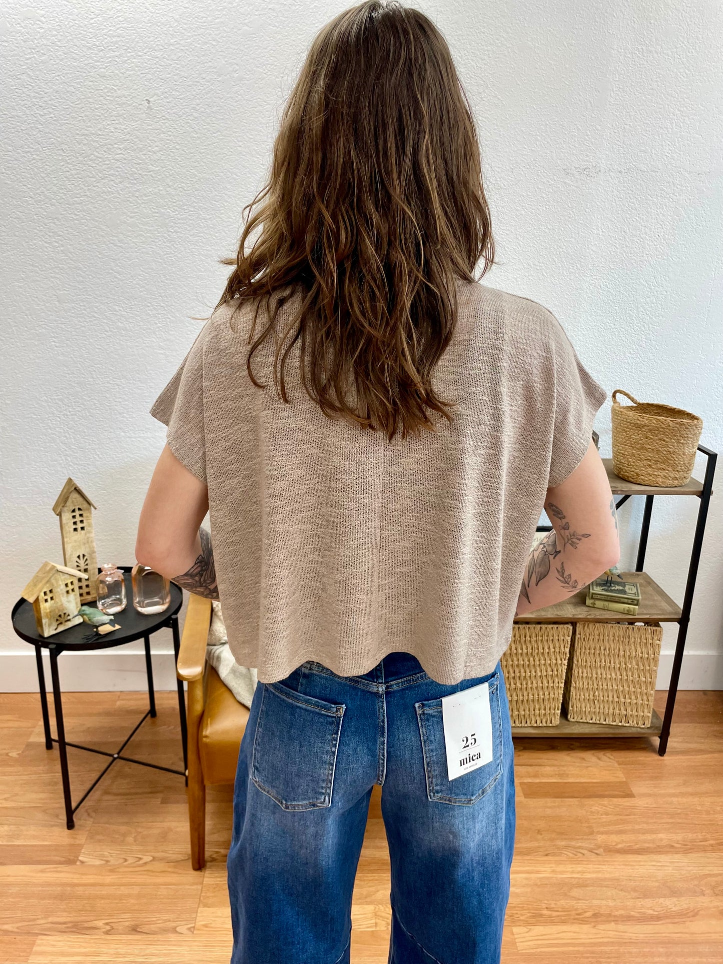 Mocha Slub Relaxed Crop Top - Terra Cottage