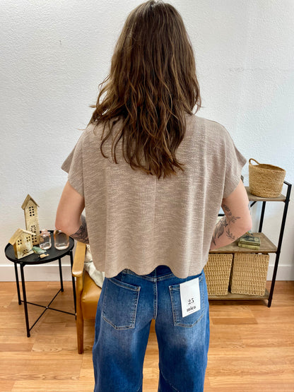 Mocha Slub Relaxed Crop Top - Terra Cottage