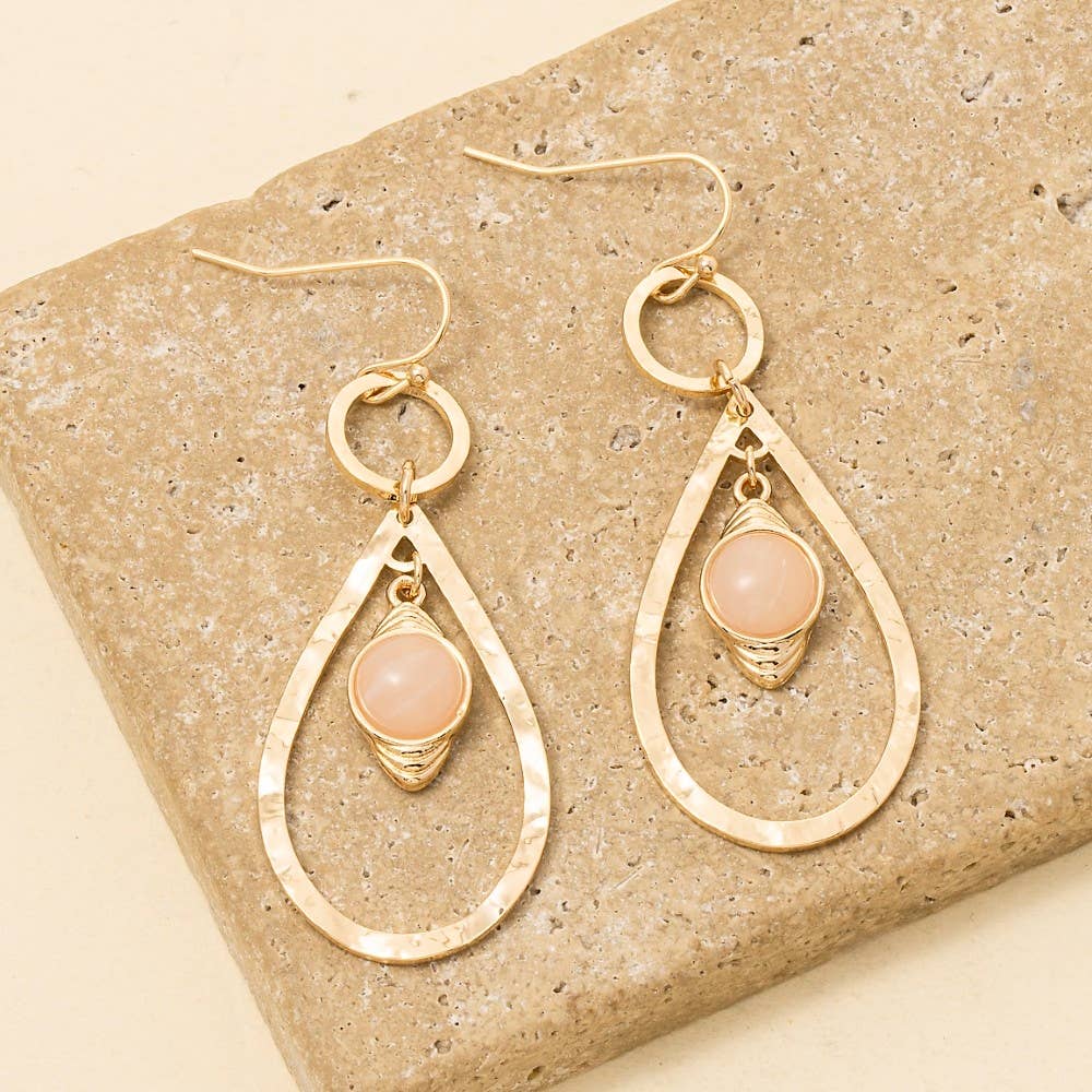 Rose Stone Stud Teardrop Dangle Earrings - Terra Cottage