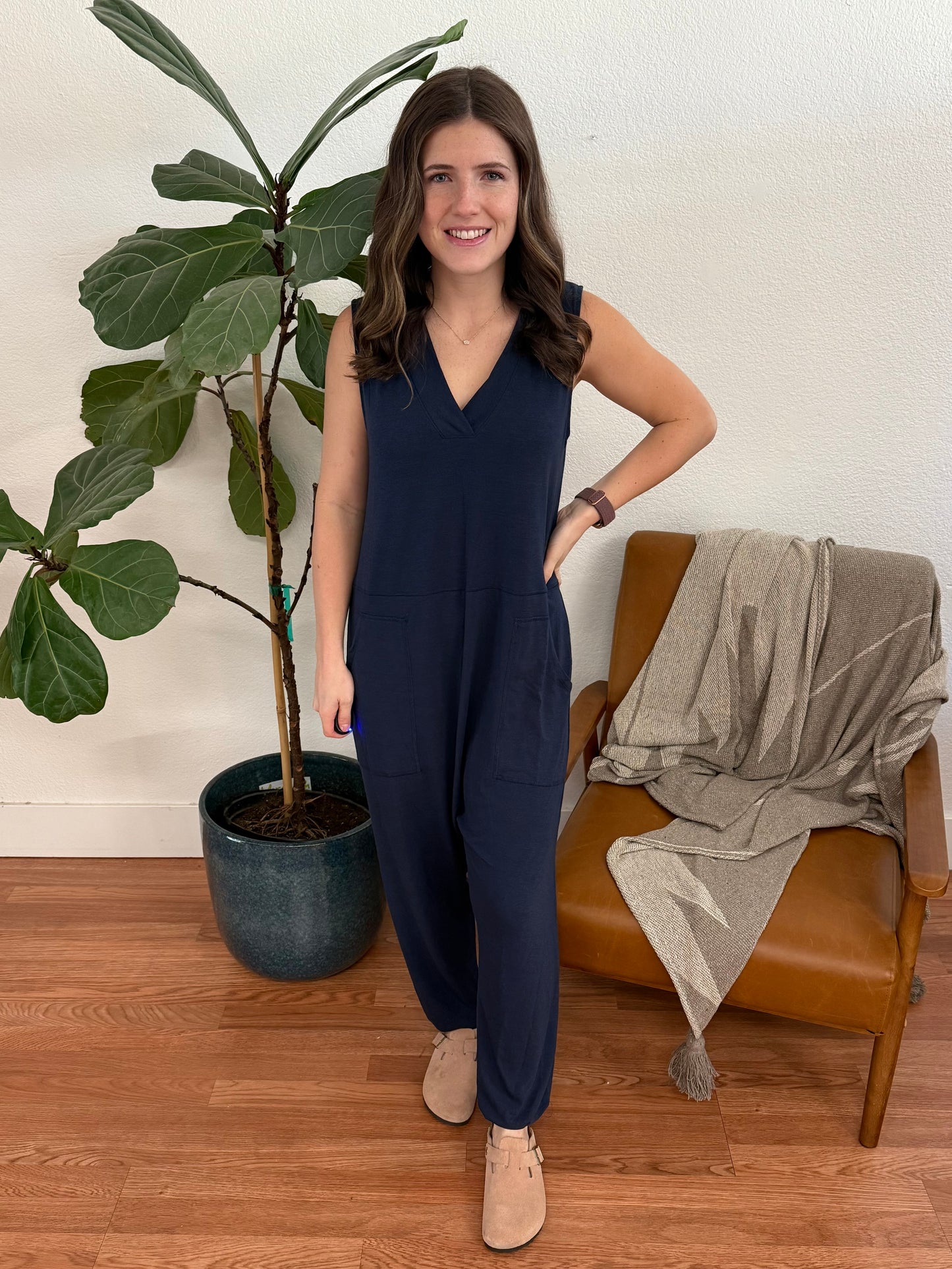 Navy Loose Fit Jumpsuit