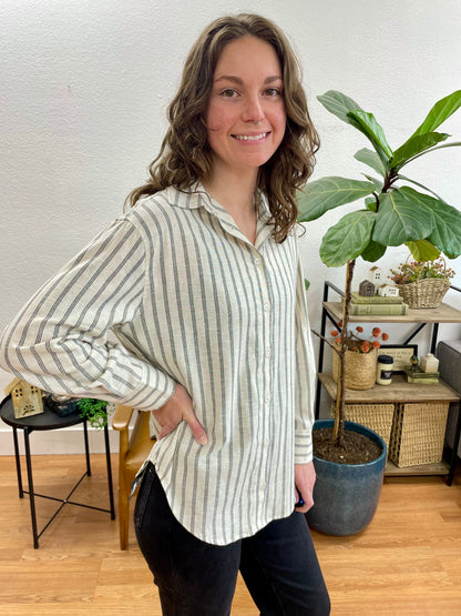 Striped Button Up Blouse