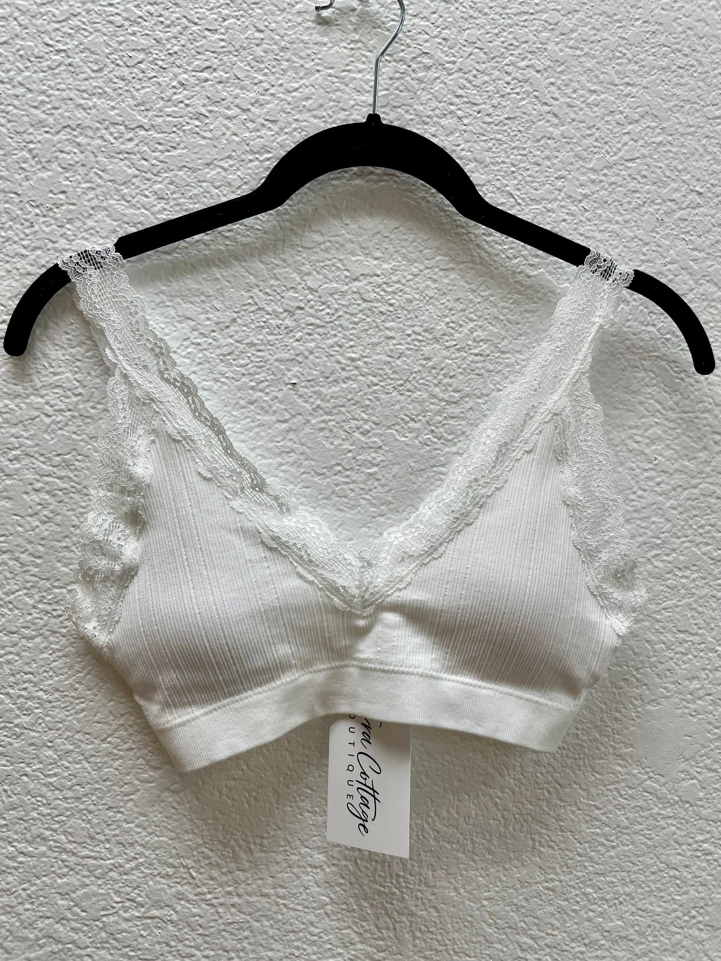 White Lace Trim Padded Bralette