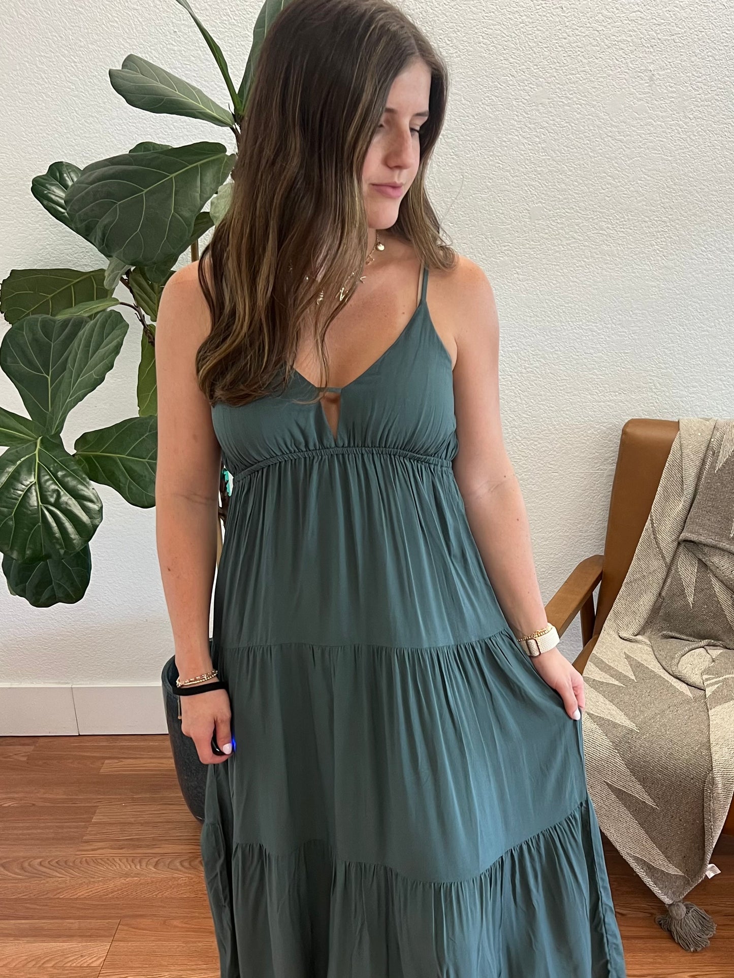 Ash Jade Sweetheart Neckline Tiered Midi Dress