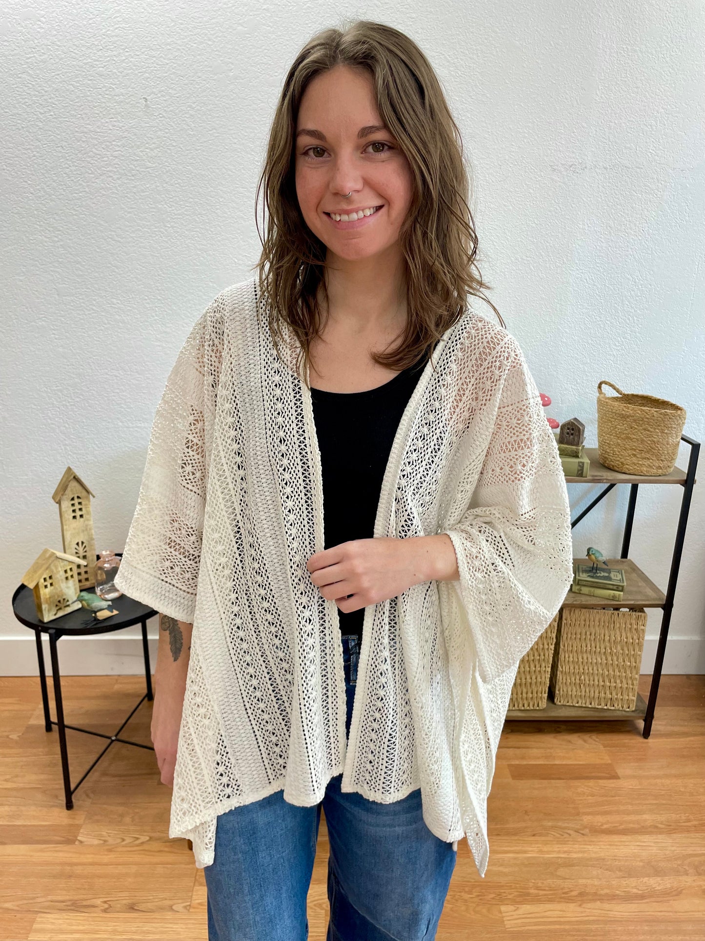 White Embroidered Duster - Terra Cottage
