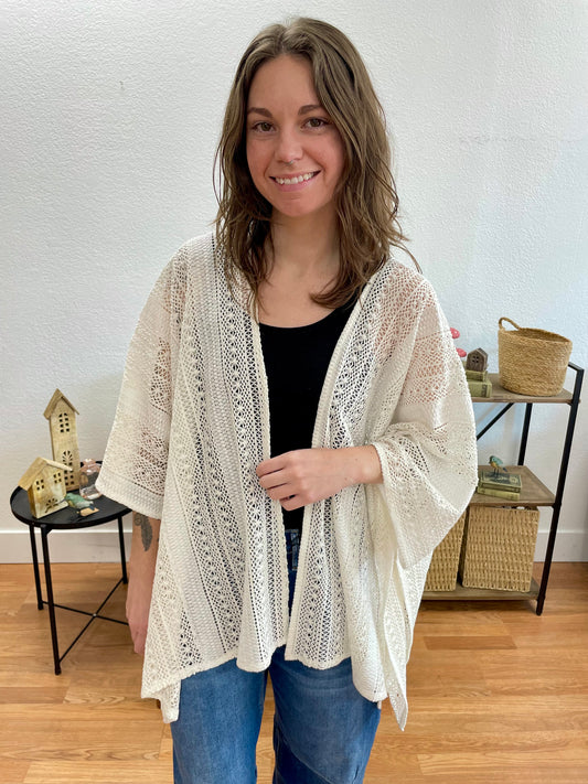 White Embroidered Duster - Terra Cottage