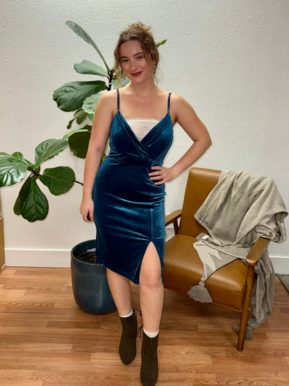 Deep Sea Velvet Holiday Party Dress