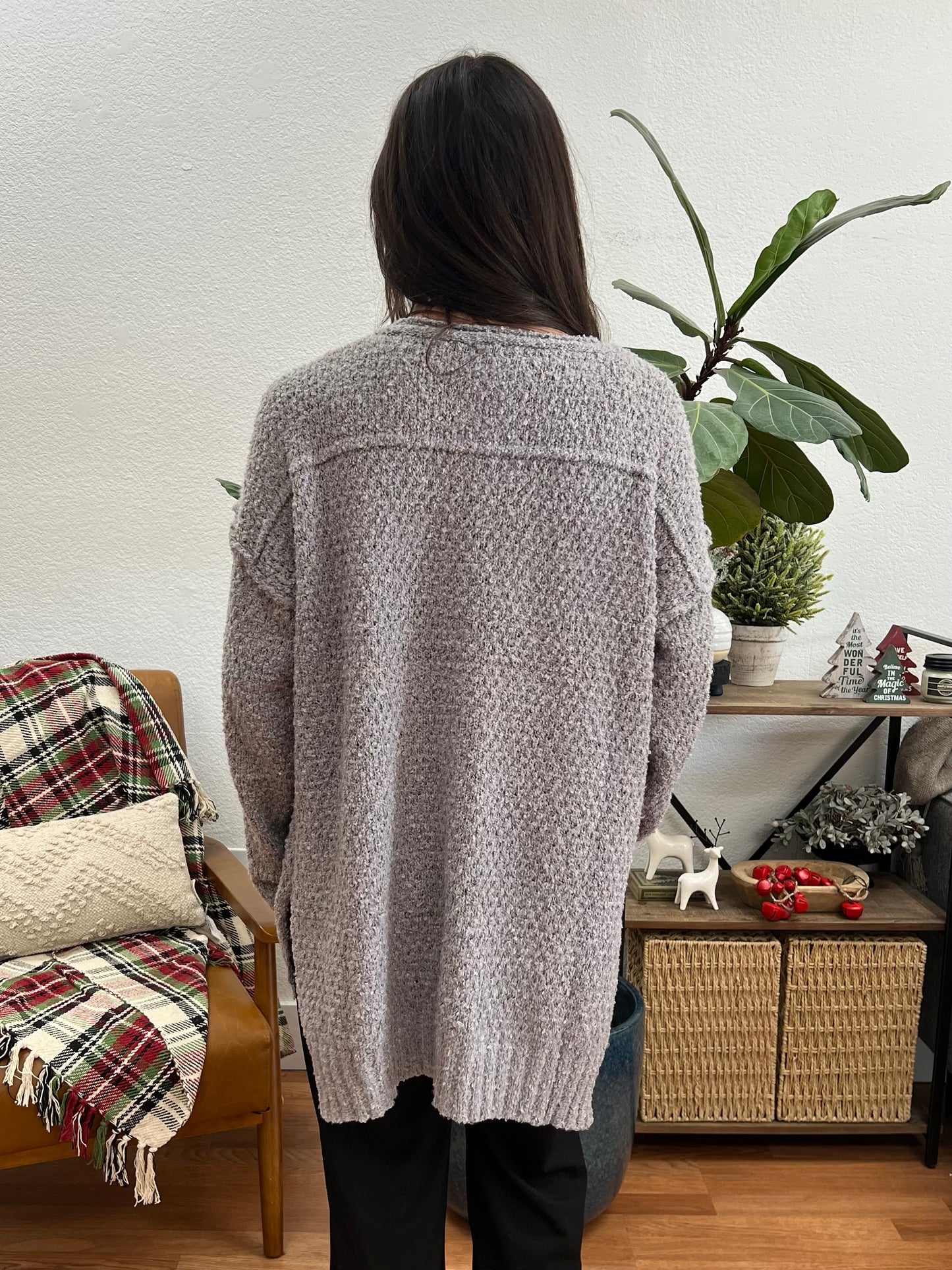 Grey Cuff Sleeve Sweater