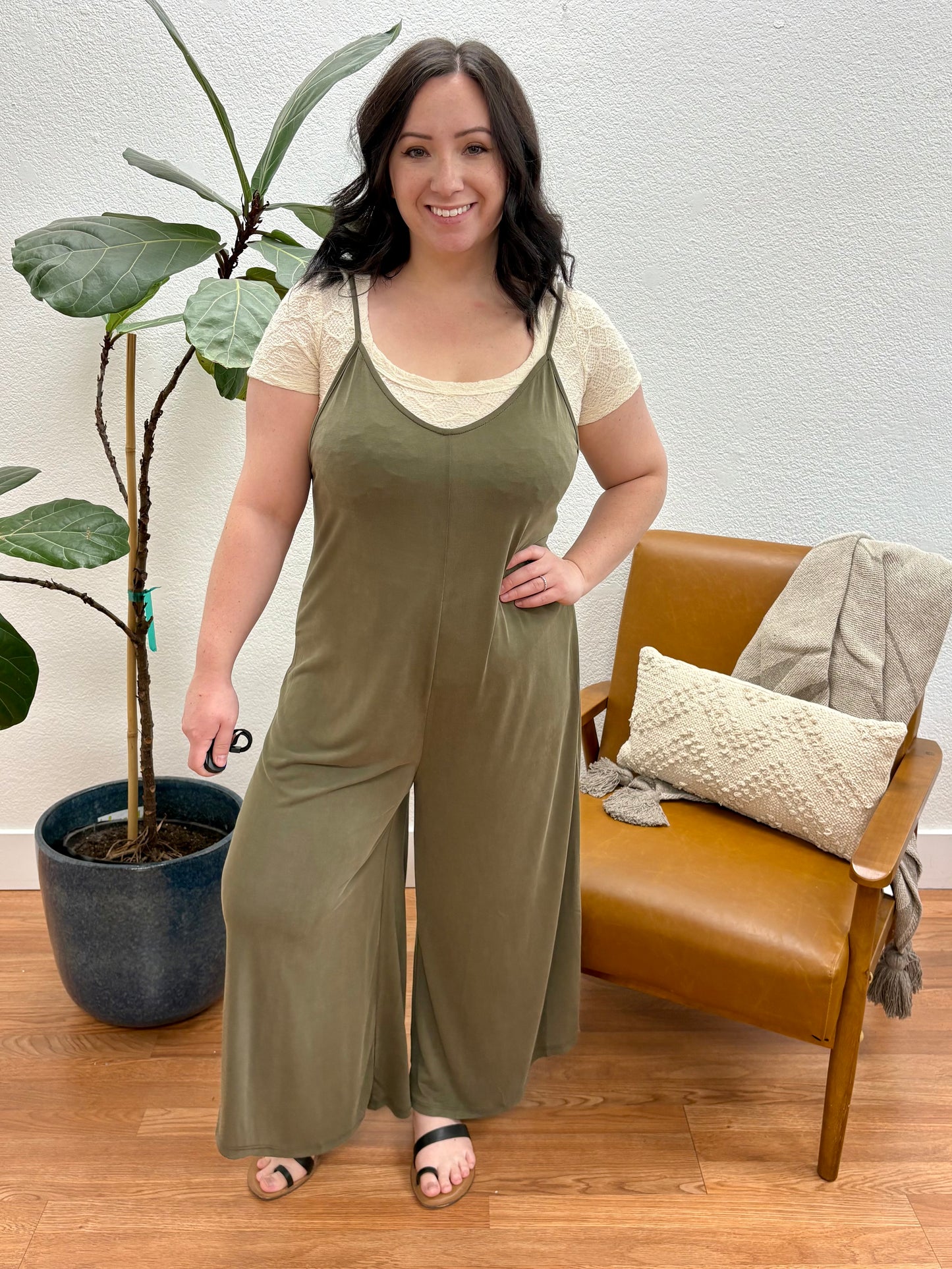 Olive Modal Cami Baggy Jumpsuit