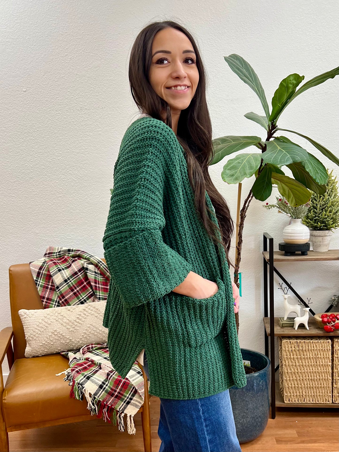 Dark Green Chunky Cardigan