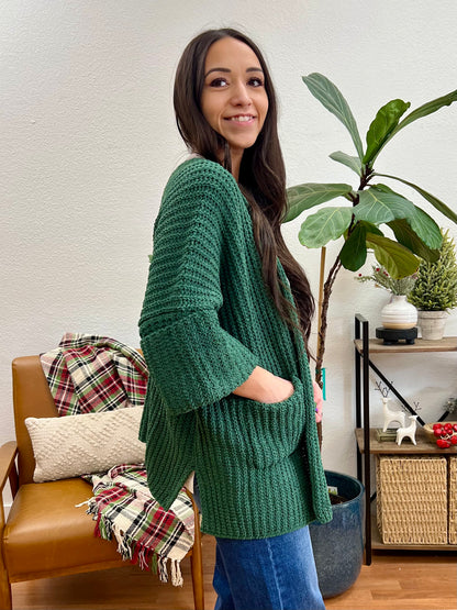Dark Green Chunky Cardigan