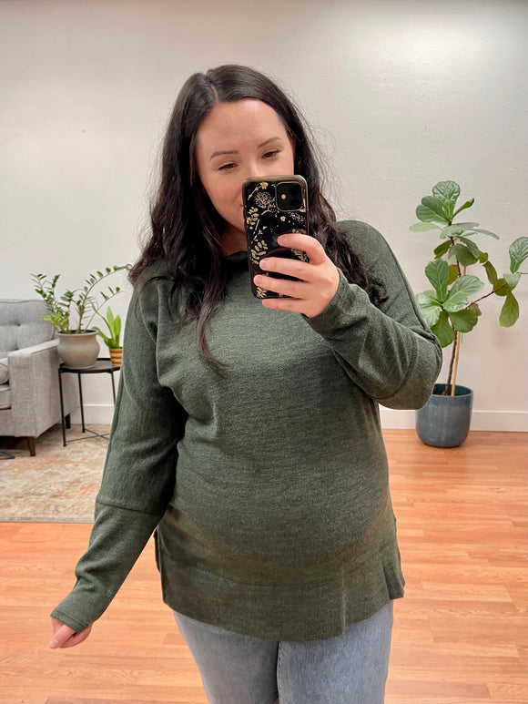 Olive Contrast Stitch Tunic