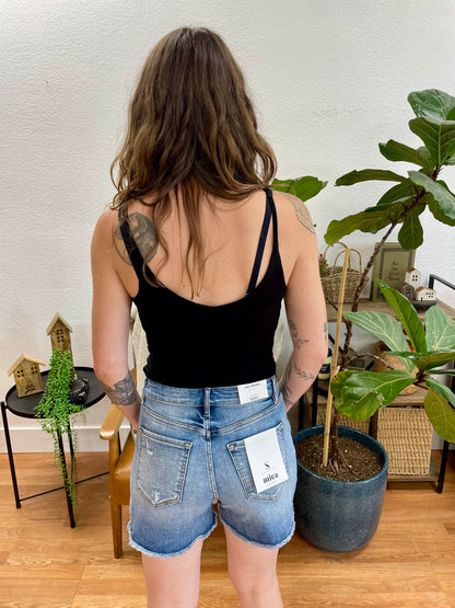 Mica Midday Blue Mid Length Shorts