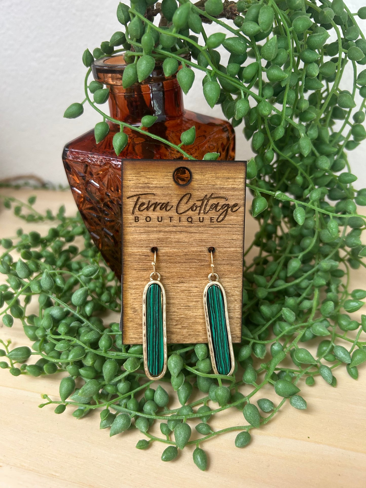 Metal Bar Stone Earrings