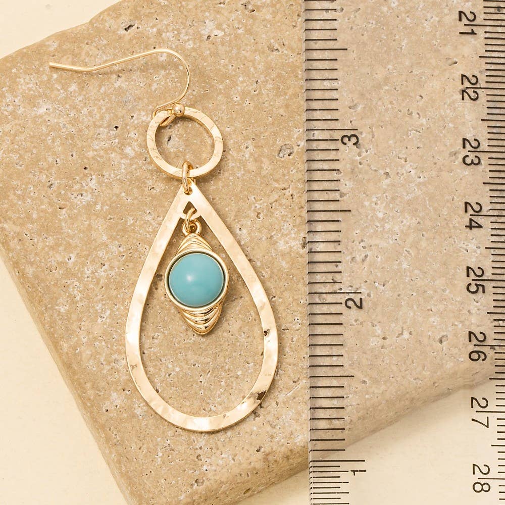Turquoise Stone Stud Teardrop Dangle Earrings - Terra Cottage
