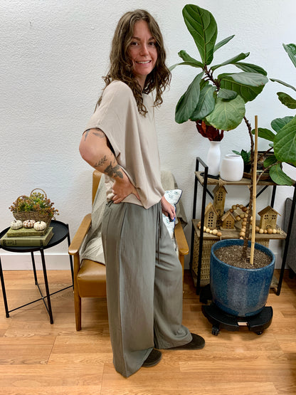 Olive Wide Leg Trousers