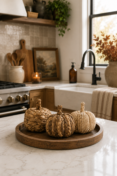 Natural Woven Mini Pumpkin Set