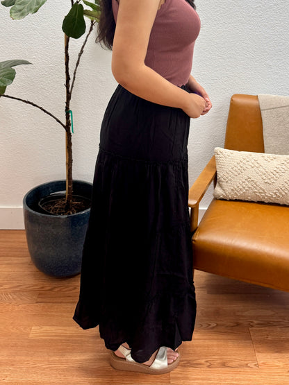 Black Tiered Maxi Skirt