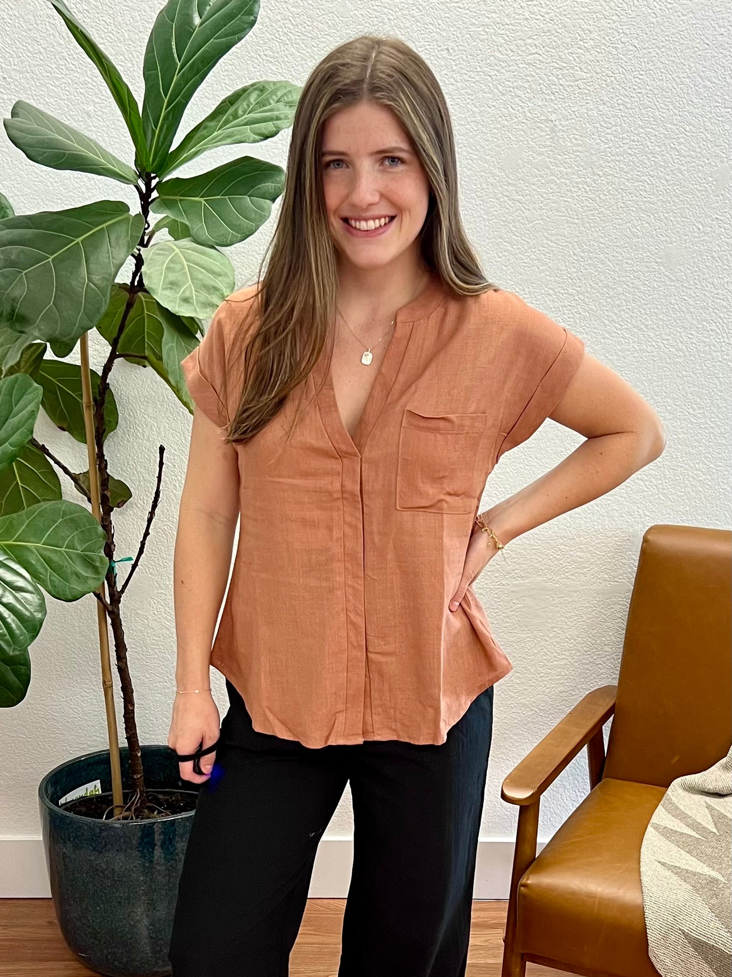 Sienna Button Back Split Top