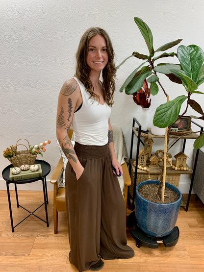 Brown Wide Smock Pants