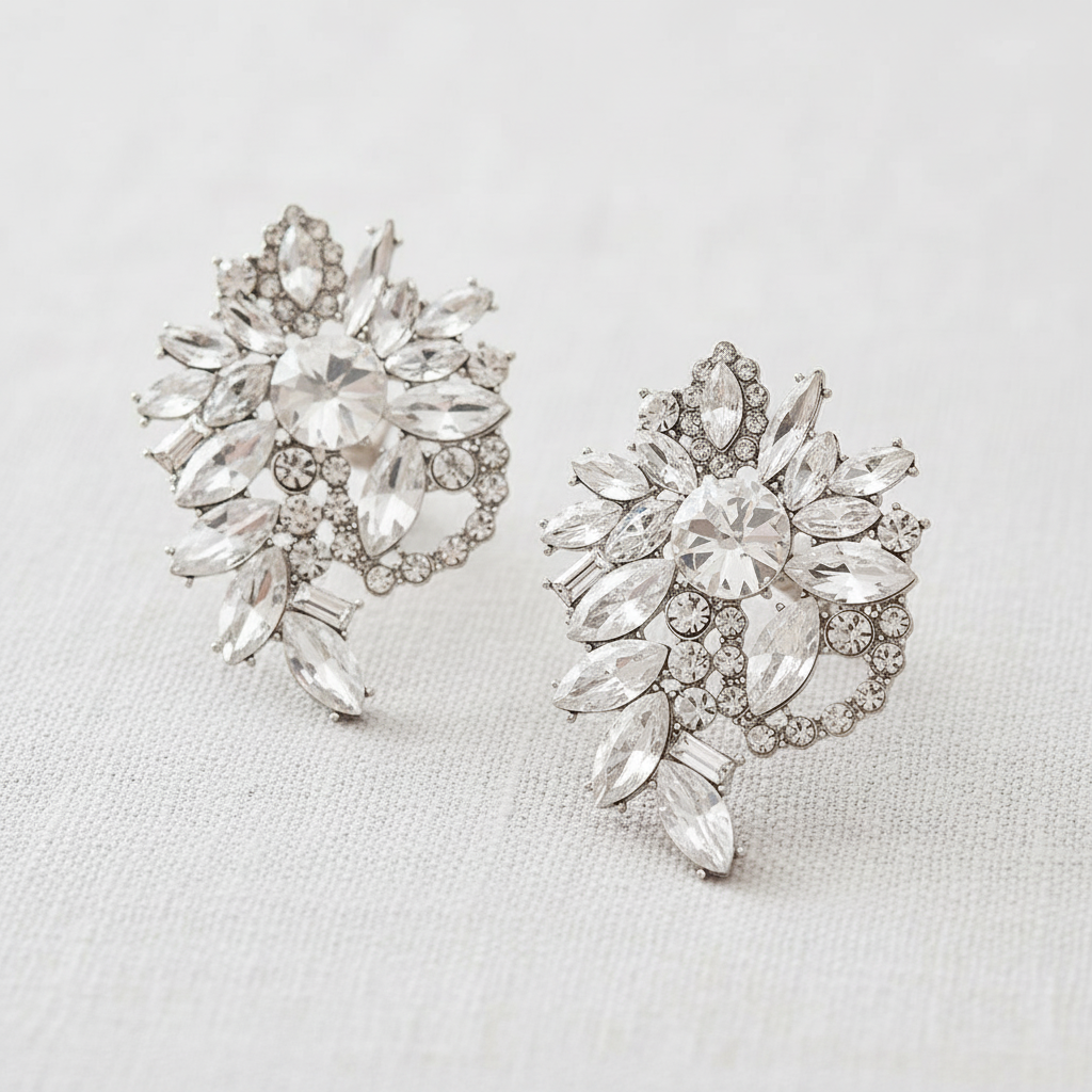 Rhinestone Geometric Flower Stud Earrings