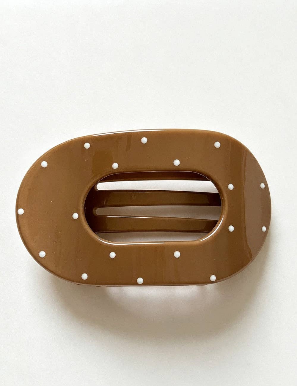 Brown Polka Dots Flat Claw Clip